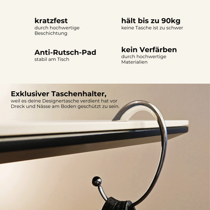 Taschenhalter für den Tisch - Metallfinish silber