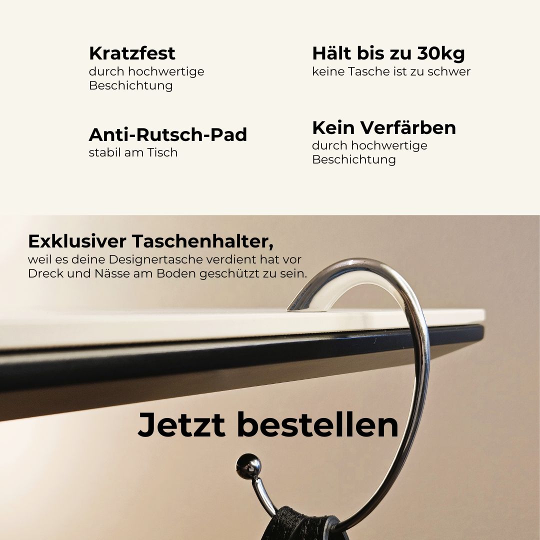 Taschenhalter für den Tisch - Metallfinish silber